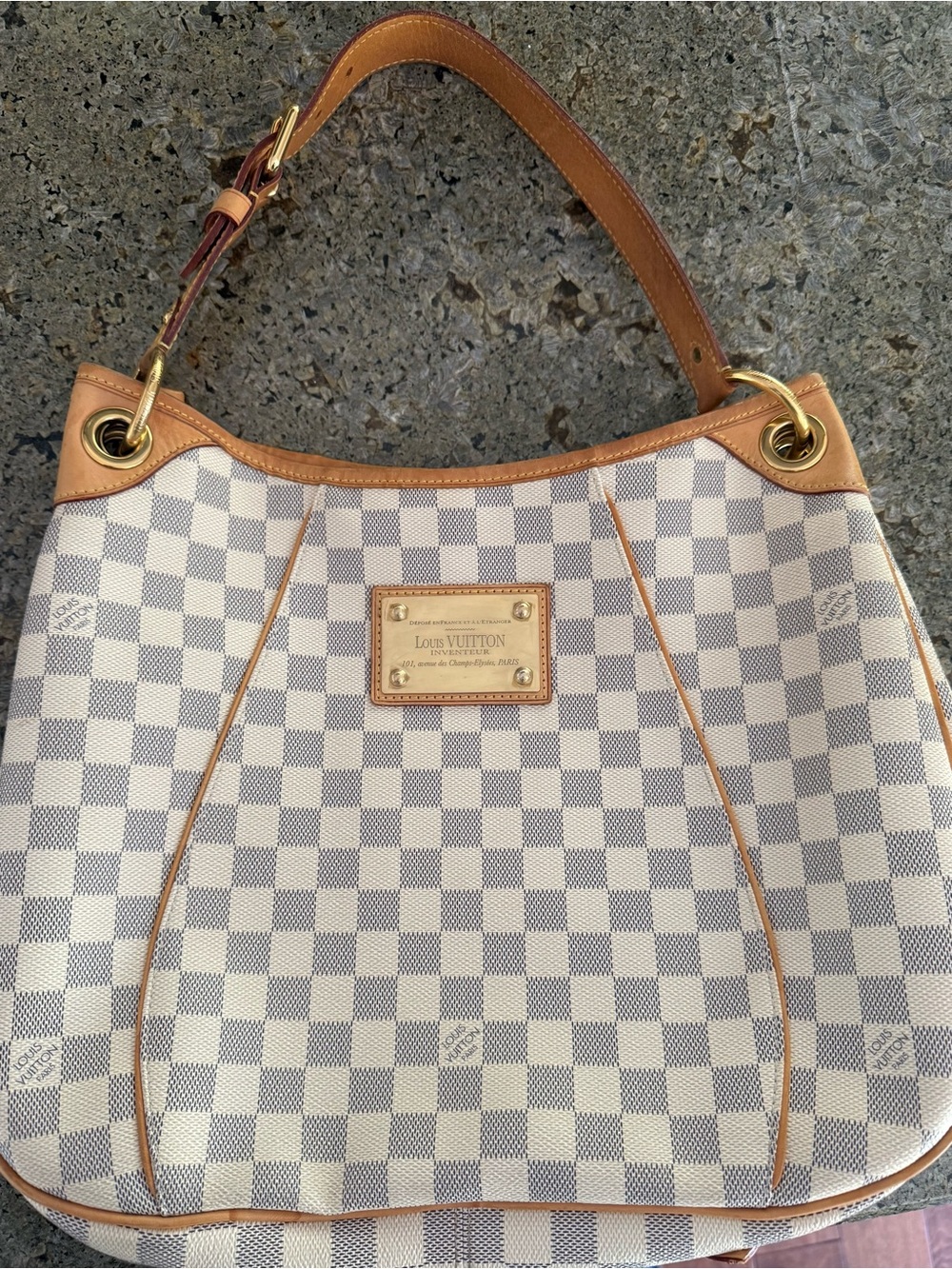 Louis Vuitton Galliera GM Damier Azur Shoulder Bag in White/Blue-Gray